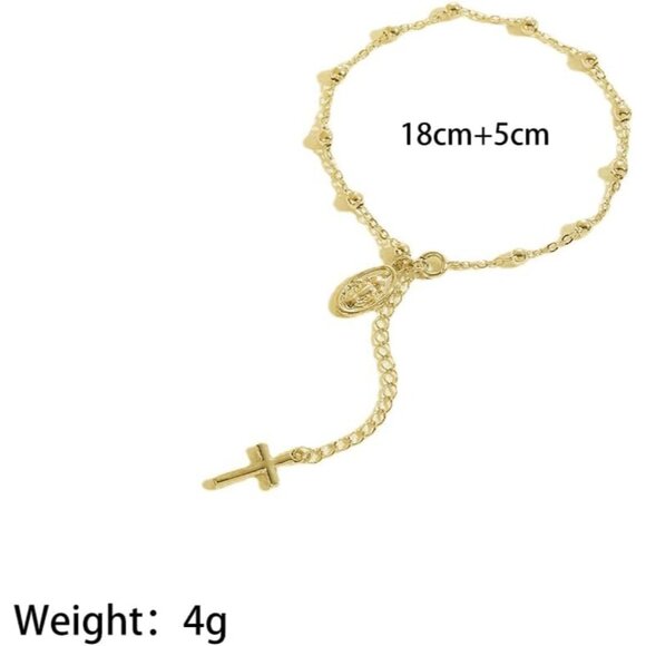 Catholic Rosary Bracelet Alloy Beads Cross Religious Jewelry for Women - Picture 2 of 9